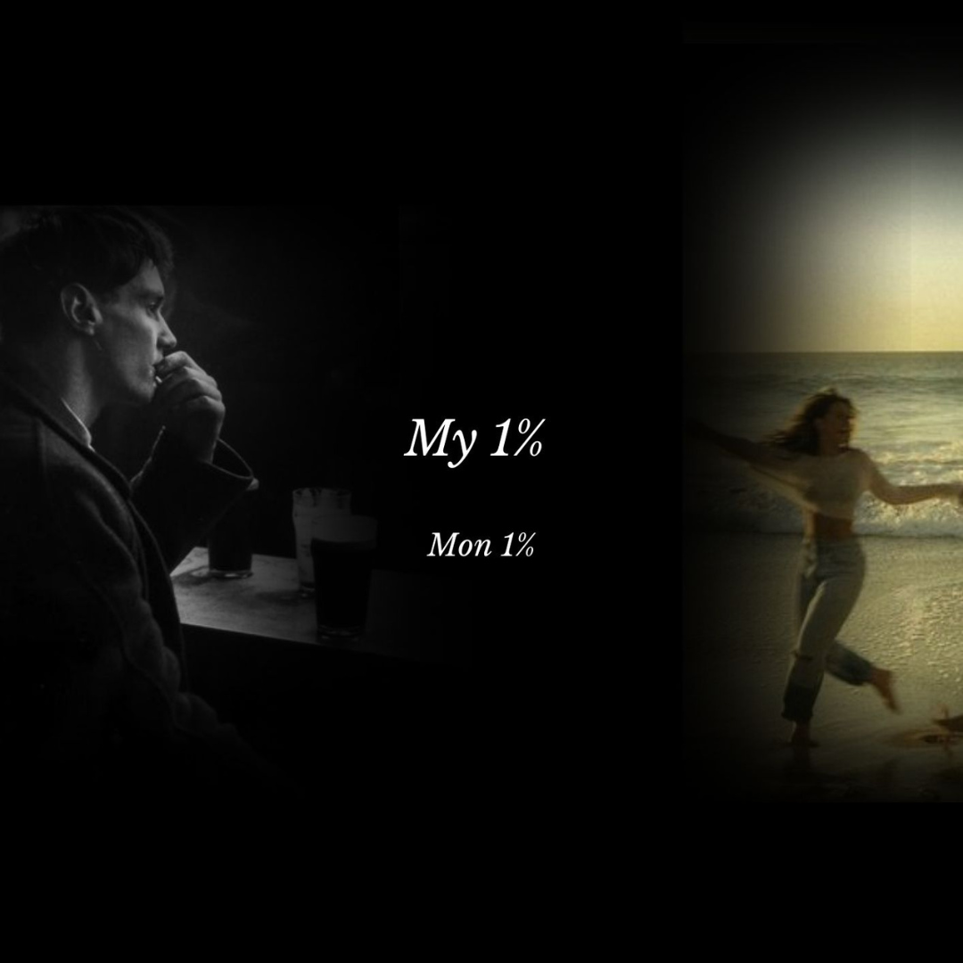 Cover of our short story called "My 1%" mixing entrepreneurship and love.