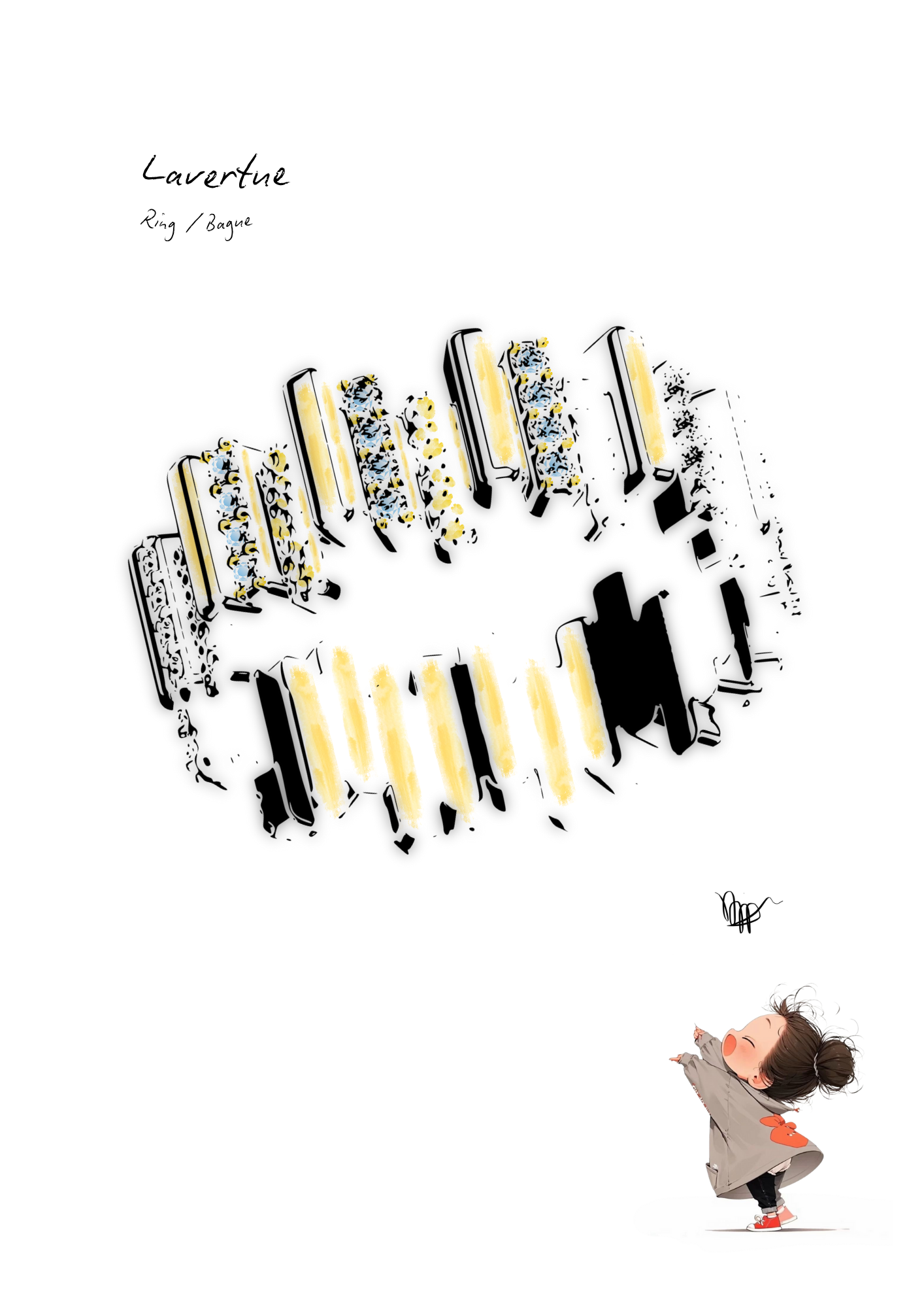 Creative process of the LAVERTUE Collection designed by Alicia Djouab, founder and jewelry designer of DE MONT Fine jewelry.