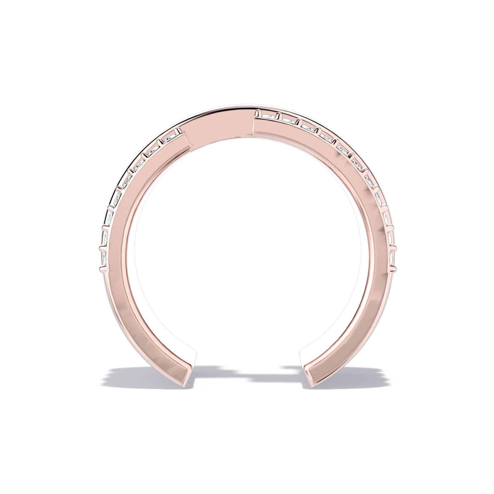 Upper E ring inspired by the world of Gossip Girl. Crafted in Montreal in solid rose gold 10k, 14k, 18k) and 24k vermeil.