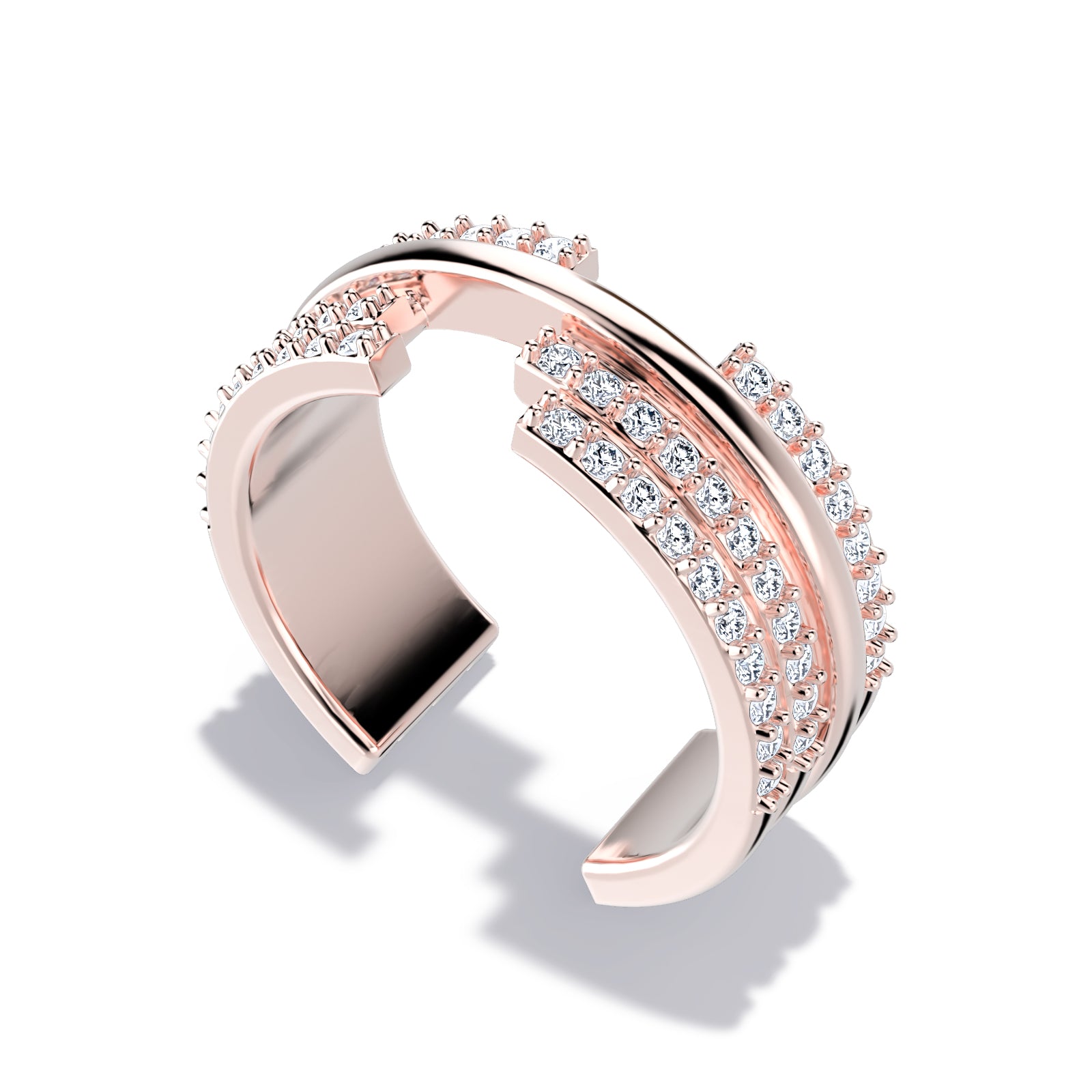 Upper E ring inspired by the world of Gossip Girl. Crafted in Montreal in solid rose gold 10k, 14k, 18k) and 24k vermeil.