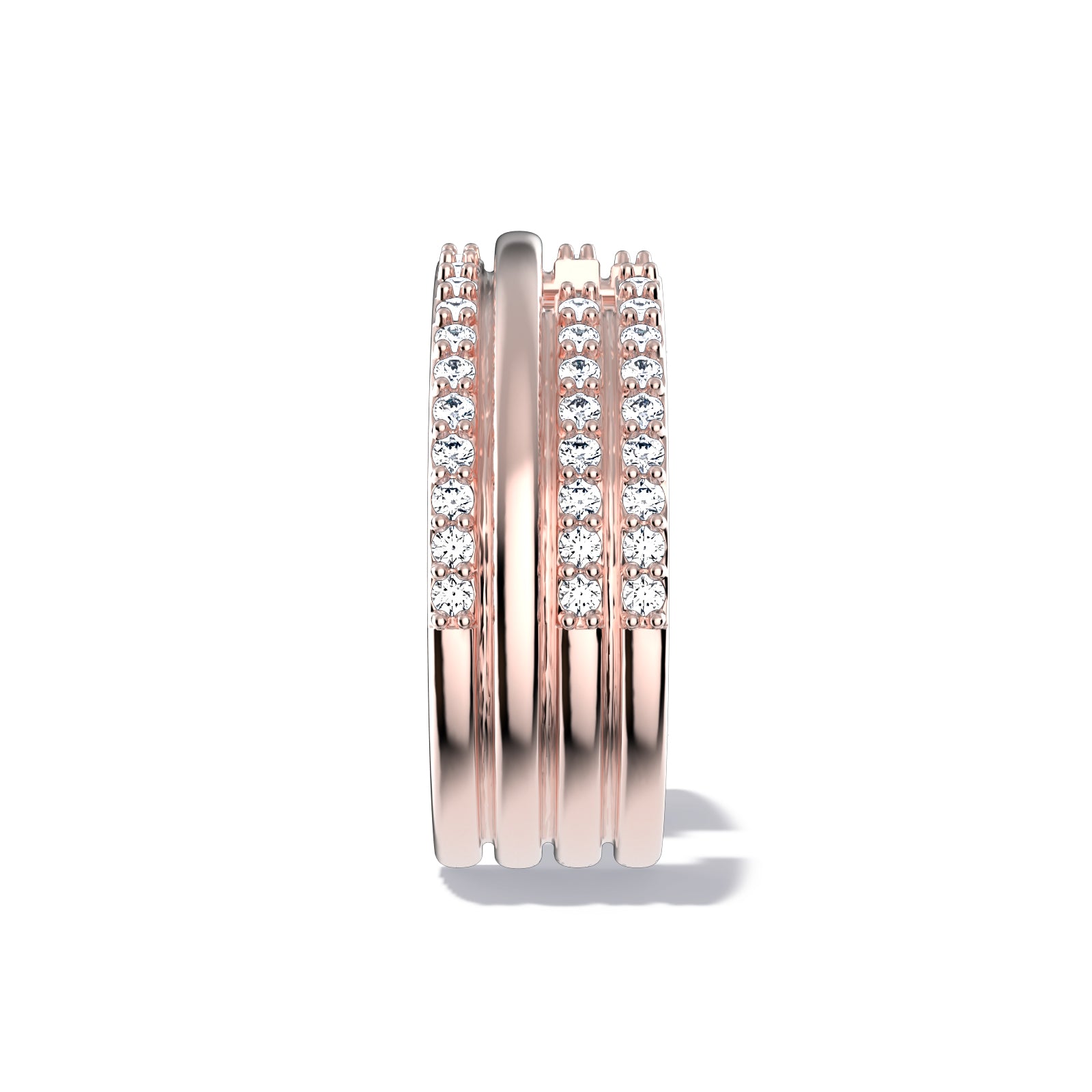 Upper E ring inspired by the world of Gossip Girl. Crafted in Montreal in solid rose gold 10k, 14k, 18k) and 24k vermeil.