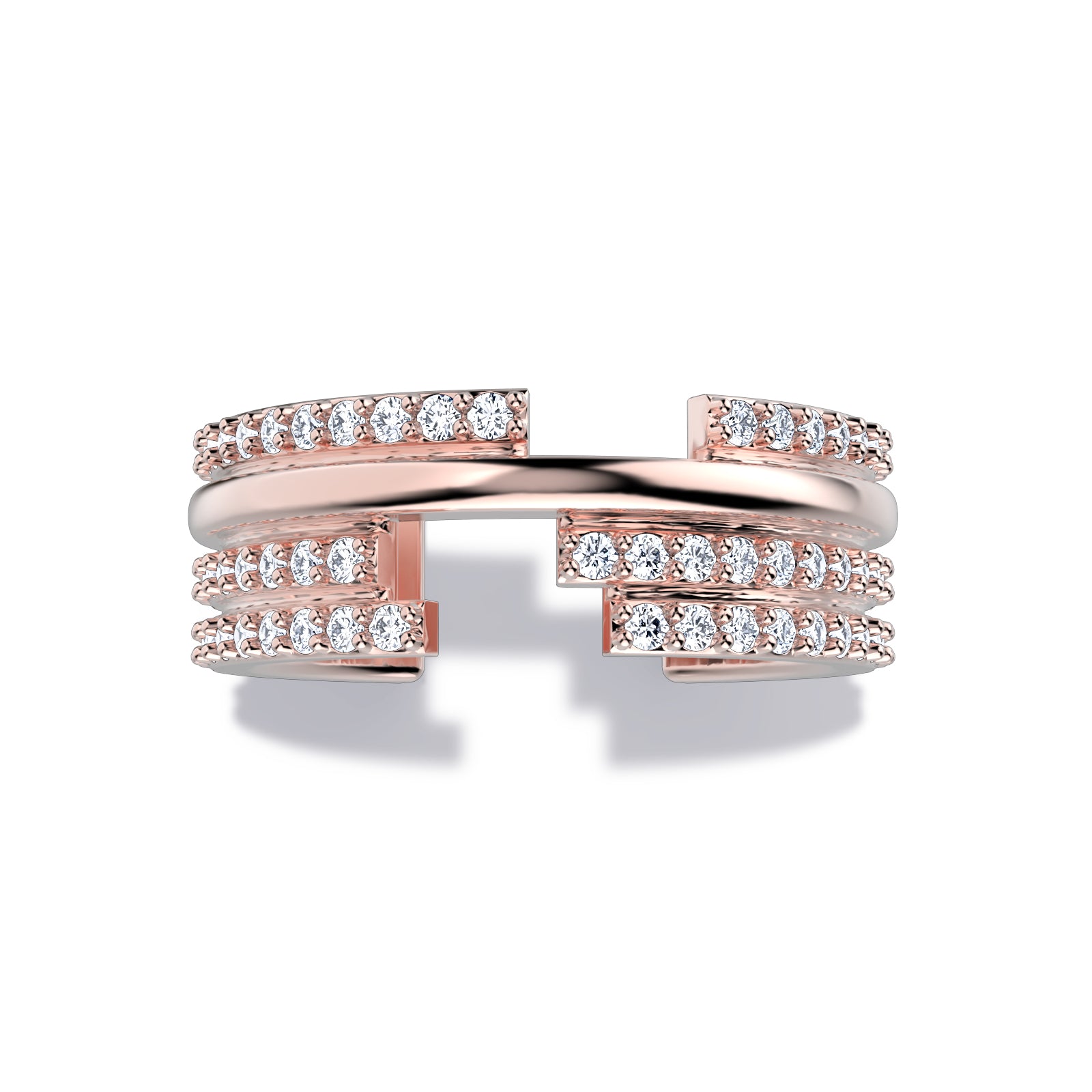 Upper E ring inspired by the world of Gossip Girl. Crafted in Montreal in solid rose gold 10k, 14k, 18k) and 24k vermeil.