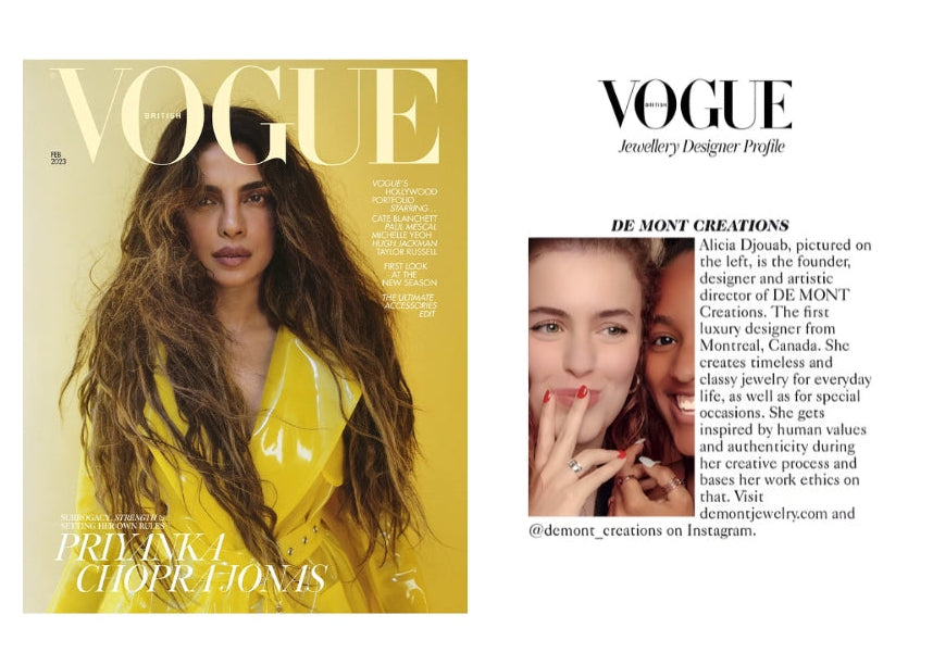 Alicia Djouab on British Vogue feb 2023 with Priyanka Chopra as cover.