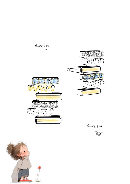 Creative process of the LAVERTUE Collection designed by Alicia Djouab, founder and jewelry designer of DE MONT Fine jewelry.