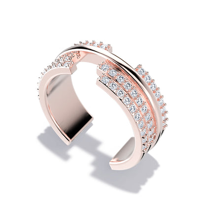 Upper E ring inspired by the world of Gossip Girl. Crafted in Montreal in solid rose gold 10k, 14k, 18k) and 24k vermeil. 