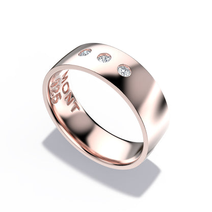 Inspired by a poetic ode to farniente, DOLCE features 3 stones like ellipses, a tribute to slowness, pleasure, and elegant pause. Made in Montreal in solid rose gold (10k,14k,18k) and vermeil 24k.