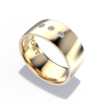 Inspired by a poetic ode to farniente, DOLCE features 3 stones like ellipses, a tribute to slowness, pleasure, and elegant pause. Made in Montreal in solid yellow gold (10k,14k,18k) and vermeil 24k.