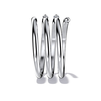 Whirly ring, solid white gold (10k, 14k, 18k) or 24k platine vermeil, with two stones of 2 mm (zirconian or diamond), inspired by a love song of Jeanne Moreau, by DE MONT Fine Jewelry.
